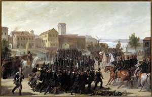 Piemontesernas erövring av staden Peschiera del Garda, 30 maj 1848 (olja på duk