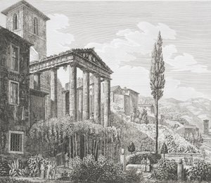 Hercules-templet i Cora, från "The Antiquities of the Contours of Rome", publicerad 1824-26 (se även 205038)