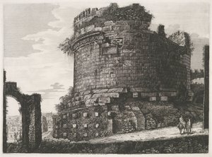 Tombe van Caecilia Metella te Rom Utsikt över Cecilia Metellas stora grav som ligger i Via Appia (titel på objektet)
