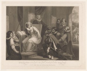 Drottning Elizabeth får beskedet om drottning Marias död Drottning Elizabeth tar emot nyheten om hennes syster Queen Marys död (titel på objektet)