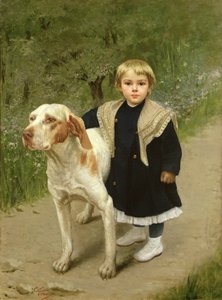 Ungt barn och en stor hund av Luigi Toro