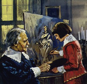 Anthony Van Dyck studerade som pojke för en lokal målare vid namn Henry Van Balen (färglitografi)