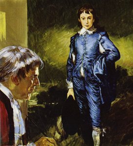 Gainsborough målar sitt berömda porträtt Blue Boy (färglitografi) av Luis Arcas Brauner