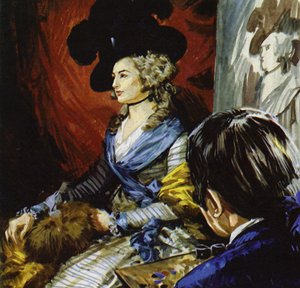 Gainsborough reste till London för att måla skådespelerskan Mrs Siddons (färglitografi) av Luis Arcas Brauner