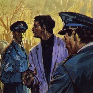 Van Meegeren anklagades för att ha sålt målningar till nazisterna under kriget (färglitografi) av Luis Arcas Brauner