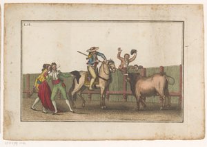Picador riktar sin lans mot en tjur Coleccion de las principales suertes de una corrida de toros (serietitel) Samling av de viktigaste tjurfäktningsmanövrarna (serietitel)