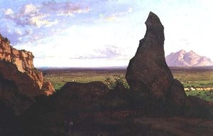 Landskap med en framstående sten (olja på duk) av Luis Rigalt
