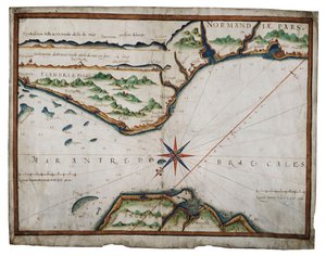 Karta över Doversundet, ca 1587-88 (akvarell på pergament) av Luis Teixeira