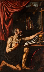 Spanska: San Jerónimo penitente en su estudio St Jerome gör bot i sitt arbetsrum