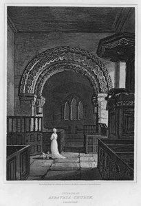 Interiör av Aspatria Church, Cumberland (gravyr) av Luke (after) Clennell