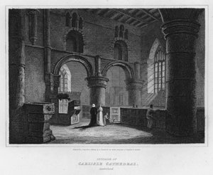 Interiör av Carlisle Cathedral, Cumberland (gravyr) av Luke (after) Clennell