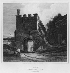 En del av Prudhoe Castle, Northumberland (gravyr)