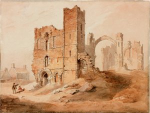 Lindisfarne Abbey - West Front (penna och akvarell på papper)