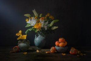 Höstblommor och frukt av Lydia Jacobs