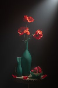 Elegant vallmostilleben av Lydia Jacobs