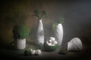 Stämningsfullt broccolistilleben av Lydia Jacobs