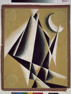 Konstruktion. Verk av Lyubov (Lioubov) Sergeyevna Popova (1889-1924), gouache på kartong av Lyubov Sergeevna Popova