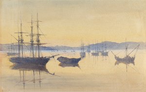 Solnedgång, Konstantinopel (wc på papper) av M. Baillie Hamilton