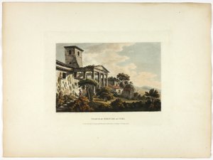 Herkules tempel i Cori, plansch 32 från Roms ruiner av M. Dubourg