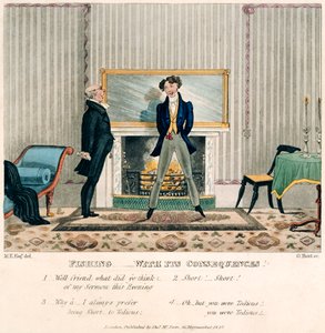 "Fishing- with its consequences", graverad av G. Hunt, utgiven i London av Thomas McClean, 1827 (handkolorerad akvatint). av M. Egerton
