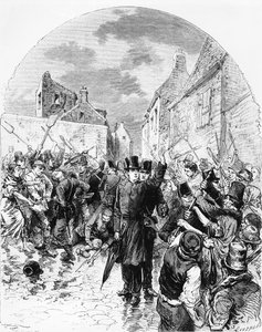Upplopp i Irland - En katolsk präst arresterad av polisen i Mullingar räddas av folket, från Le Monde Illustré, 25 juni 1881 av M. Ferdinandus