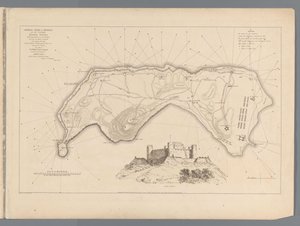 Erövring av Banda av engelsmännen den 9 augusti 1810 Illustrativ redogörelse för kapten Coles fantastiska prestation vid erövringen av ön Banda (titel på objekt) av M. Graham