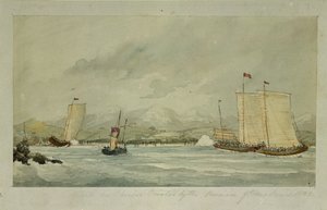 Attack på kinesiska pirater av HMS "Druids" pinnebåt av M. O
