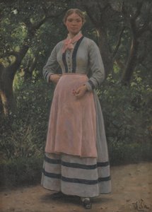 Ung flicka i en trädgård av M. Therkildsen