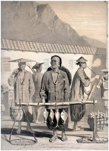 Fiskhandlare, Victoria Street, Hong Kong, Kina, c1860.