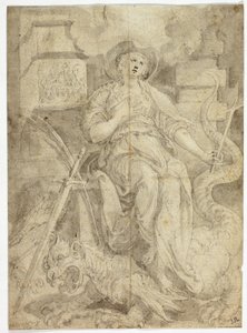 Studie för Saint Margaret av Maarten de Vos