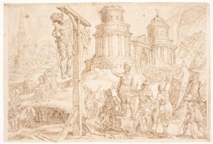 Förstörelsen av Aj och hängningen av kungen av Maarten van Heemskerck