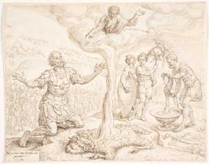 Gideon knäböjer i bön (Berättelsen om daggen och ullfleece) av Maarten van Heemskerck