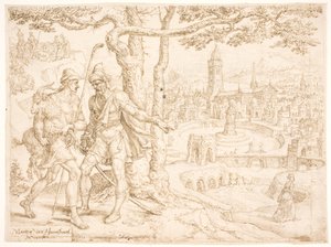 Juda skickar ungen Tamar av Adullamiten Hira av Maarten van Heemskerck