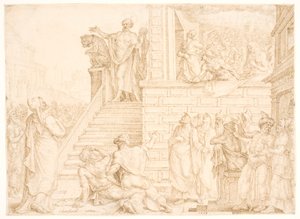 Petrus predikar i Jerusalem av Maarten van Heemskerck