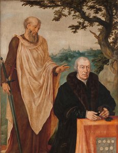 Sibylla Erythrea Vänster vinge på en triptyk: donatorn Matelief Dammasz. och St Paul (fram) och Erythraean Sibyll (baksida) av Maarten van Heemskerck