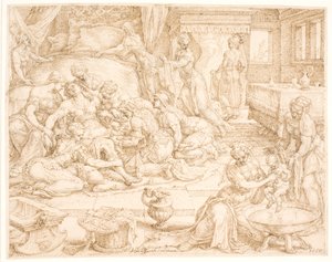 Tamar föder Farezog Jarah av Maarten van Heemskerck