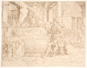 Hamans fall av Maarten van Heemskerck