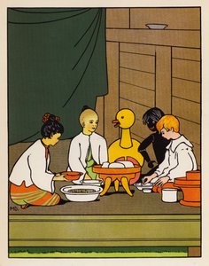 "Middagsris" (färglitografi)