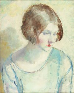 Helen (olja och penna på duk) av Mabel Greenberg