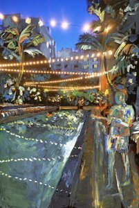 Night Swim, 2021 (akrylfärg på arkivbeständigt pigmenttryck) av Madeleine Gross