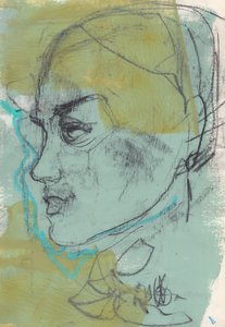 Skissbok 12, 2024 (temperafärg, kol på papper) av Madgalena Morey
