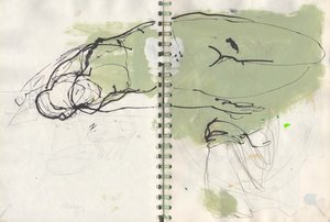 Skissbok 19, 2024 (temperafärg, tusch, blyerts på papper) av Madgalena Morey