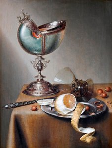 ""Nature morte a la coupe nautile"" (Still-Life with Nautilus Cup) Peinture de Marten Boelema de Stomme (1611-1644) - Olja på trä Dim 50x38 cm Hallwylska Museet, Stockholm