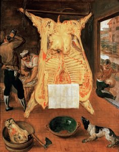 Le boeuf abattu - Den slaktade oxen - Marten van Cleve (van Cleef), den äldre (1527-1581). Olja på trä