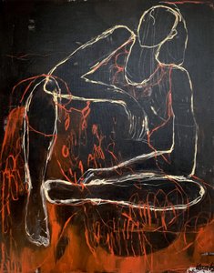 Kontur av en kontemplativ figur