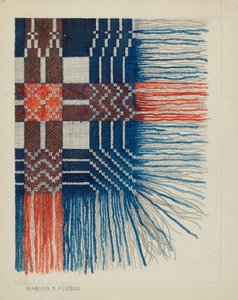 Detalj av vävt täcke, ca. 1937.