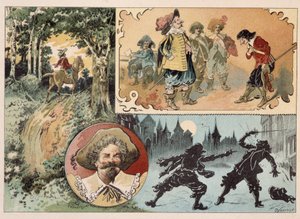 Cyrano de Bergerac, illustration av Cyrano de Bergeracs roman: "Den andra världen"