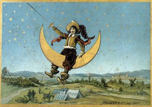 Illustration av Cyrano de Bergerac i hans roman "Den andra världen""