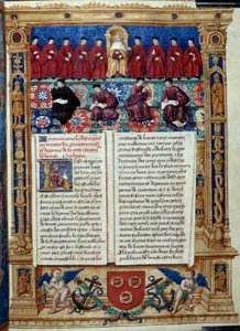 The Council of Ten The Doge är i centrum. Sidan hämtad från en beskrivning eller affärer med regeringen och regimen i staden och herredømmet i Venedig realiserad av amiral Louis Malet de Graville, upplyst av Philip de Geldres mästare (1500-talet) av Maitre de Philippe de Gueldre