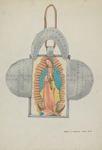 Handritad Guadalupe i plåtform, ca. 1937. av Majel G. Claflin